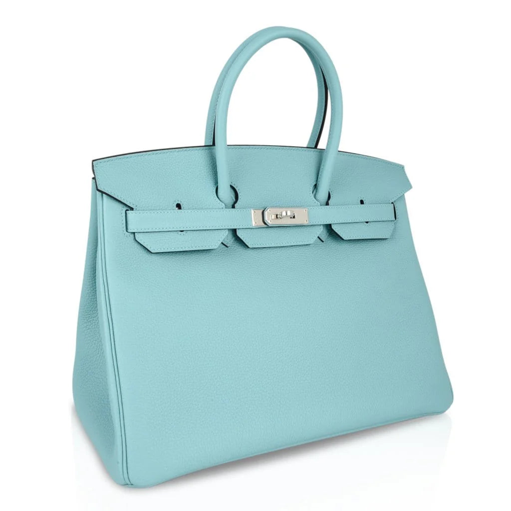 Birkin 35 Bag Fresh Blue Atoll Togo Palladium Hardware