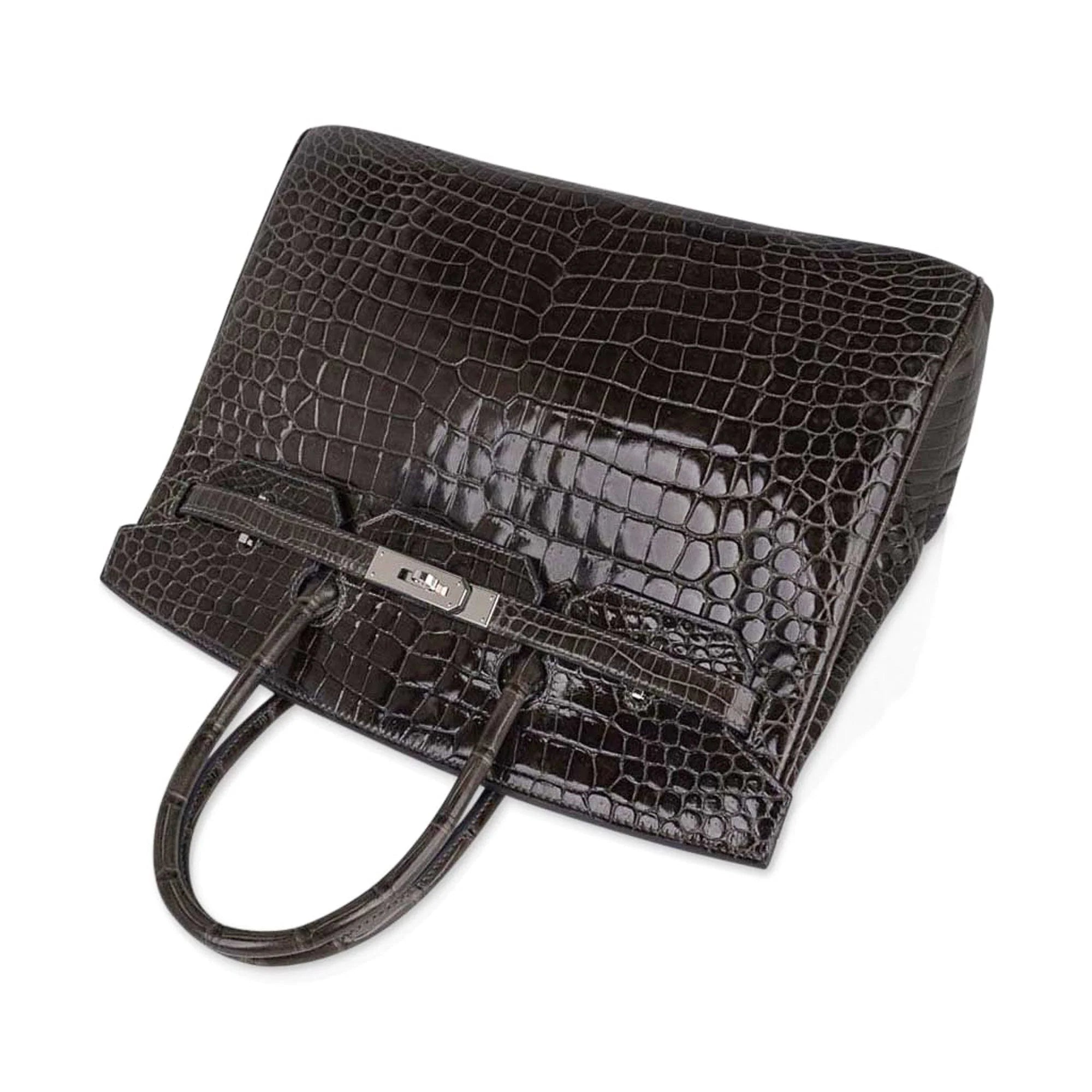 Special Order HSS Birkin 35 Bag Gris Fonce Porosus Crocodile with Palladium Hardware