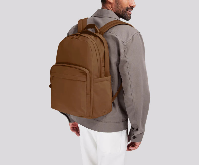 Warm Coffee Solid Lightweight Backpack With Padded Adjustable Straps