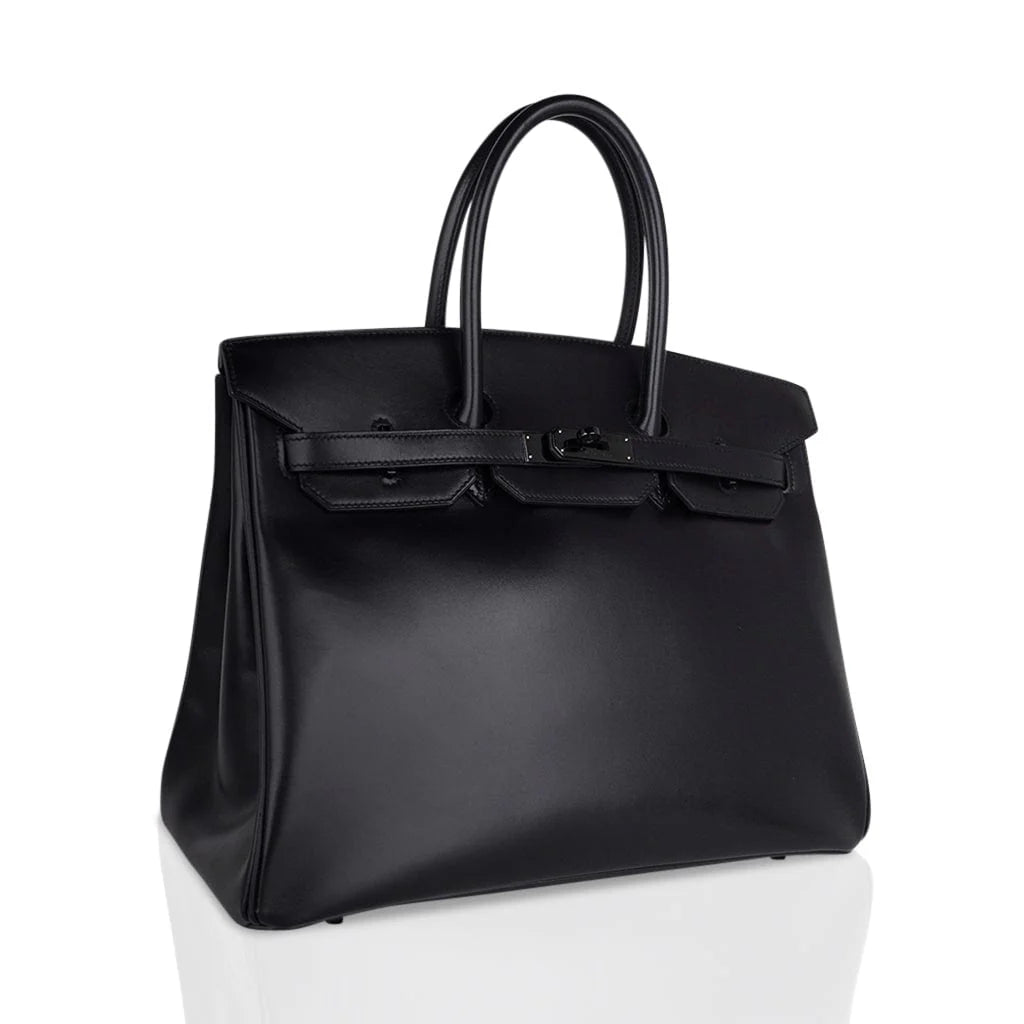 Birkin 35 Bag So Black Box Leather Limited Edition Very Rare