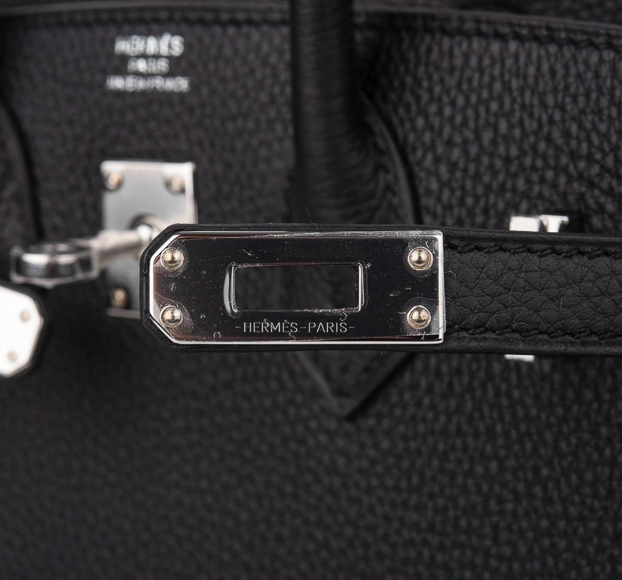 Birkin 25 Bag Black Palladium Hardware Togo Leather