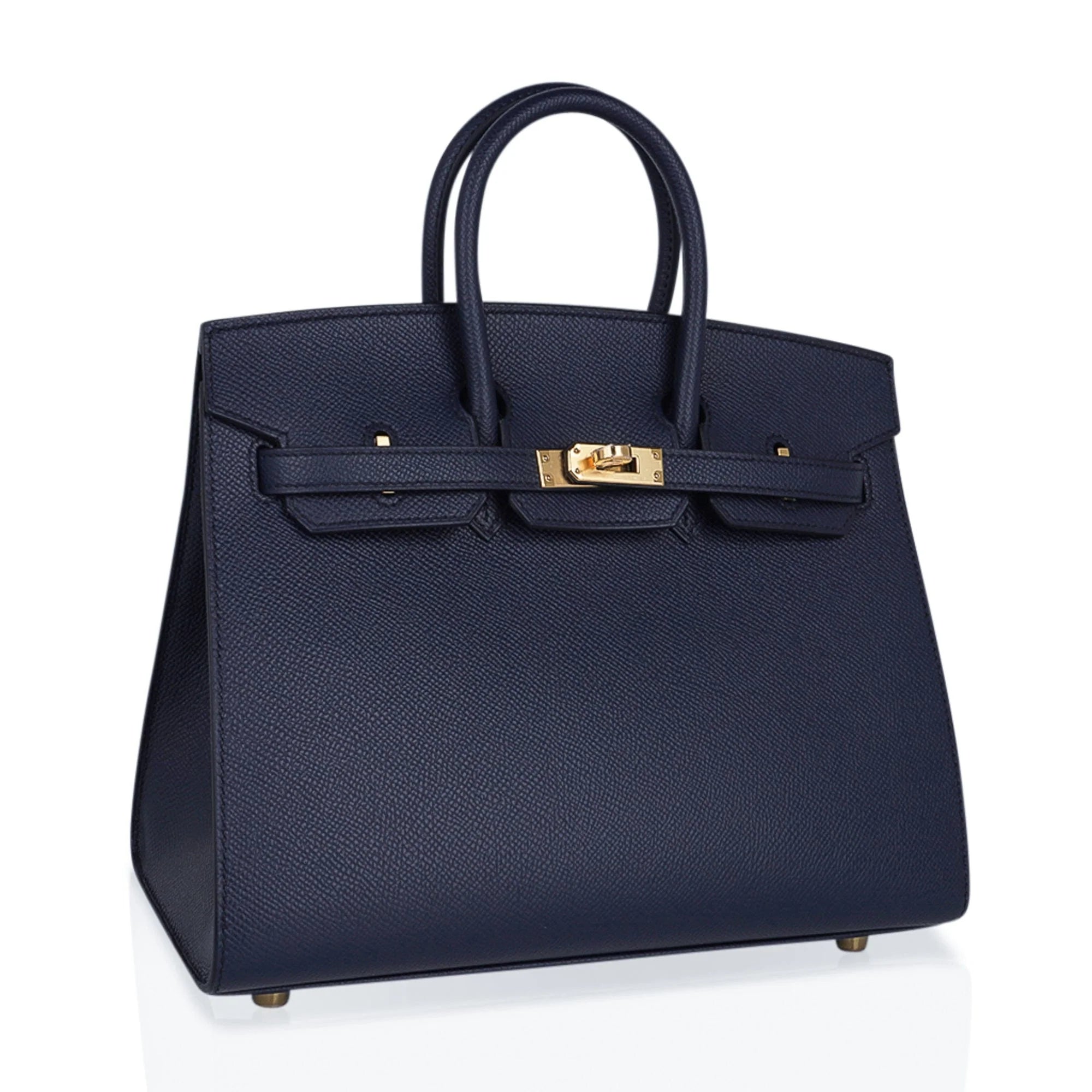 Birkin 25 Sellier Bag Bleu Indigo Gold Hardware Epsom Leather New w/Box