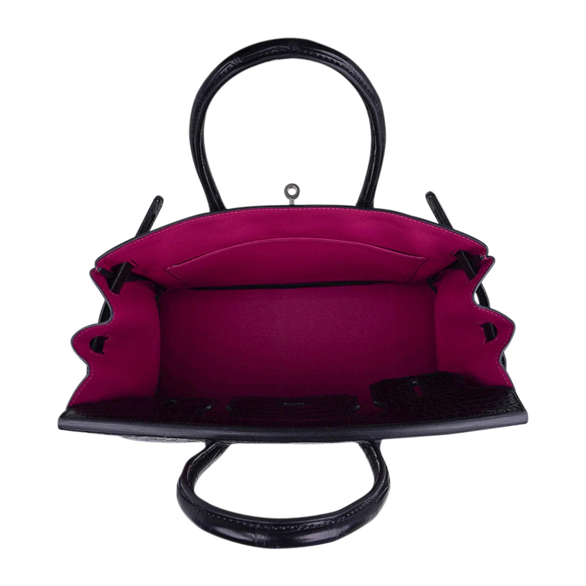 Birkin HSS 30 Matte Porosus Crocodile Black / Rose Pourpre Bag