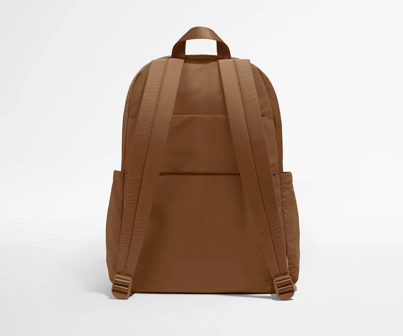 Warm Coffee Solid Lightweight Backpack With Padded Adjustable Straps