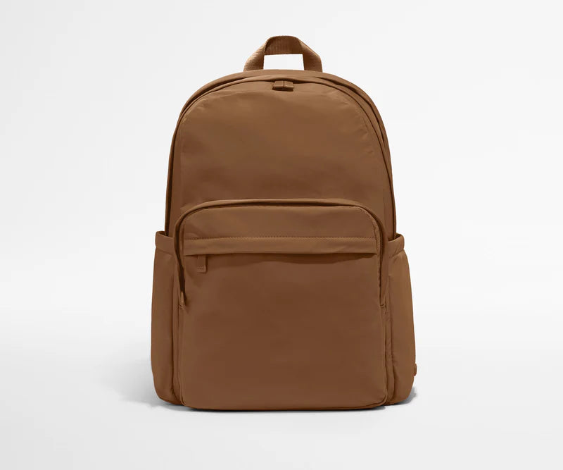 Warm Coffee Solid Lightweight Backpack With Padded Adjustable Straps
