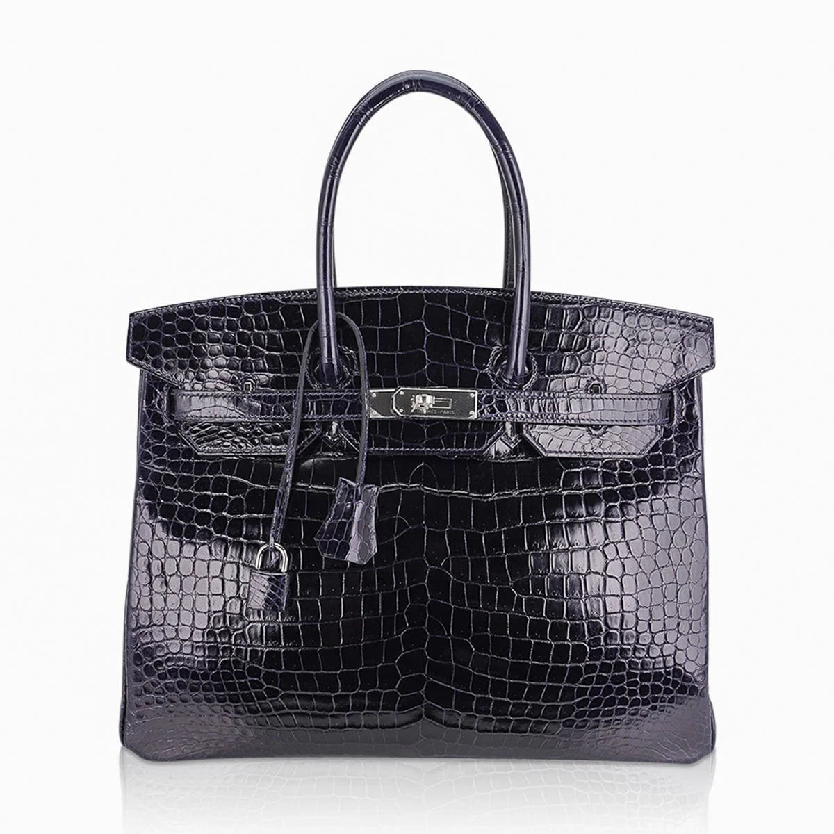 Birkin 35 Bag Blue Marine Porosus Crocodile with Palladium Hardware