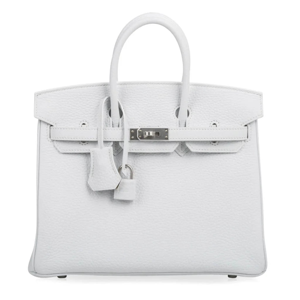 Birkin 25 Bag HSS White Clemence Trench Interior Brushed Palladium Hardware
