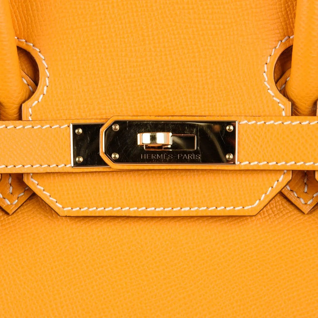 Birkin 35 Bag Yellow Jaune D’Or Candy Limited Edition Epsom Permabrass