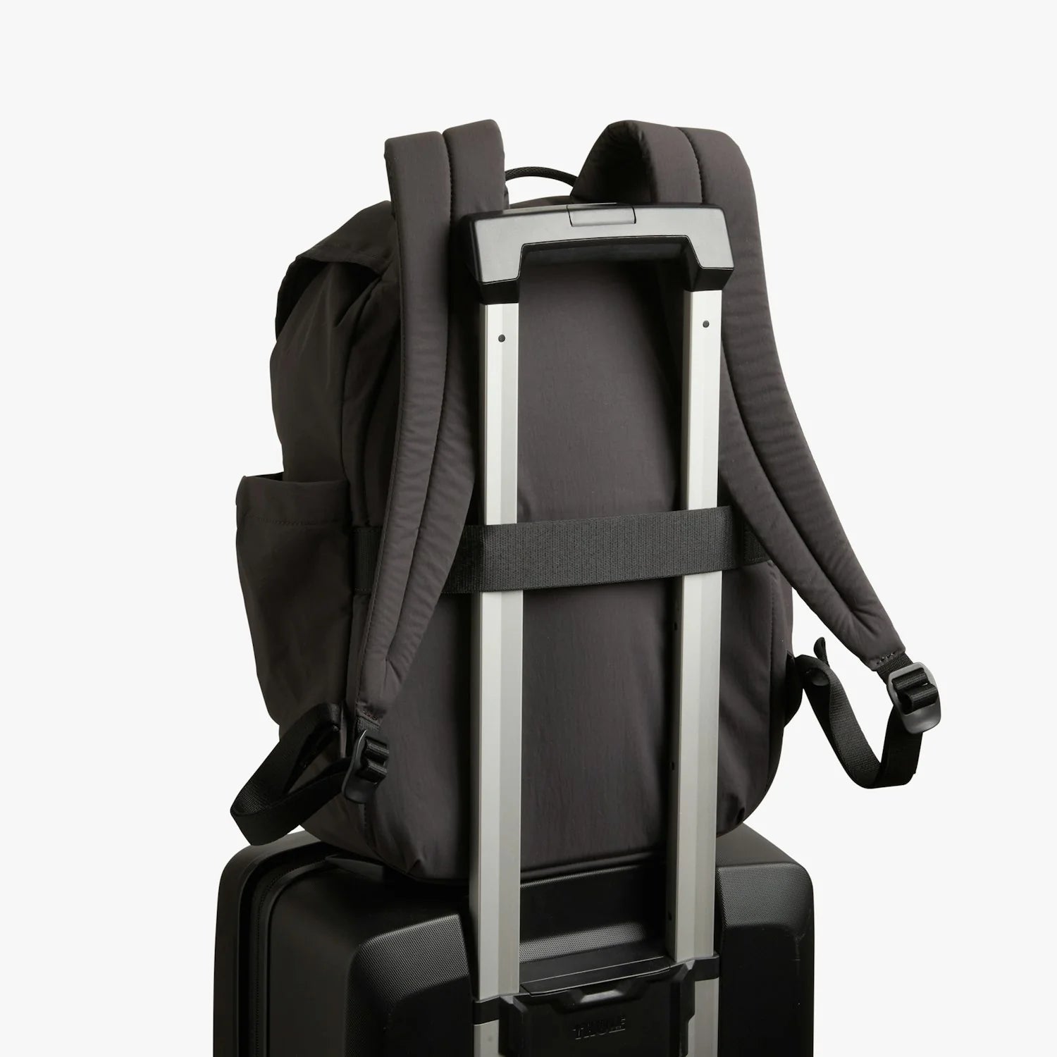 Charcoal Grey Cinch Fold Top Backpack With Luggage Fix Strap & Padded Shoulder Straps