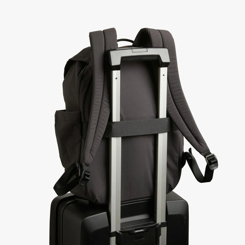 Charcoal Grey Cinch Fold Top Backpack With Luggage Fix Strap & Padded Shoulder Straps