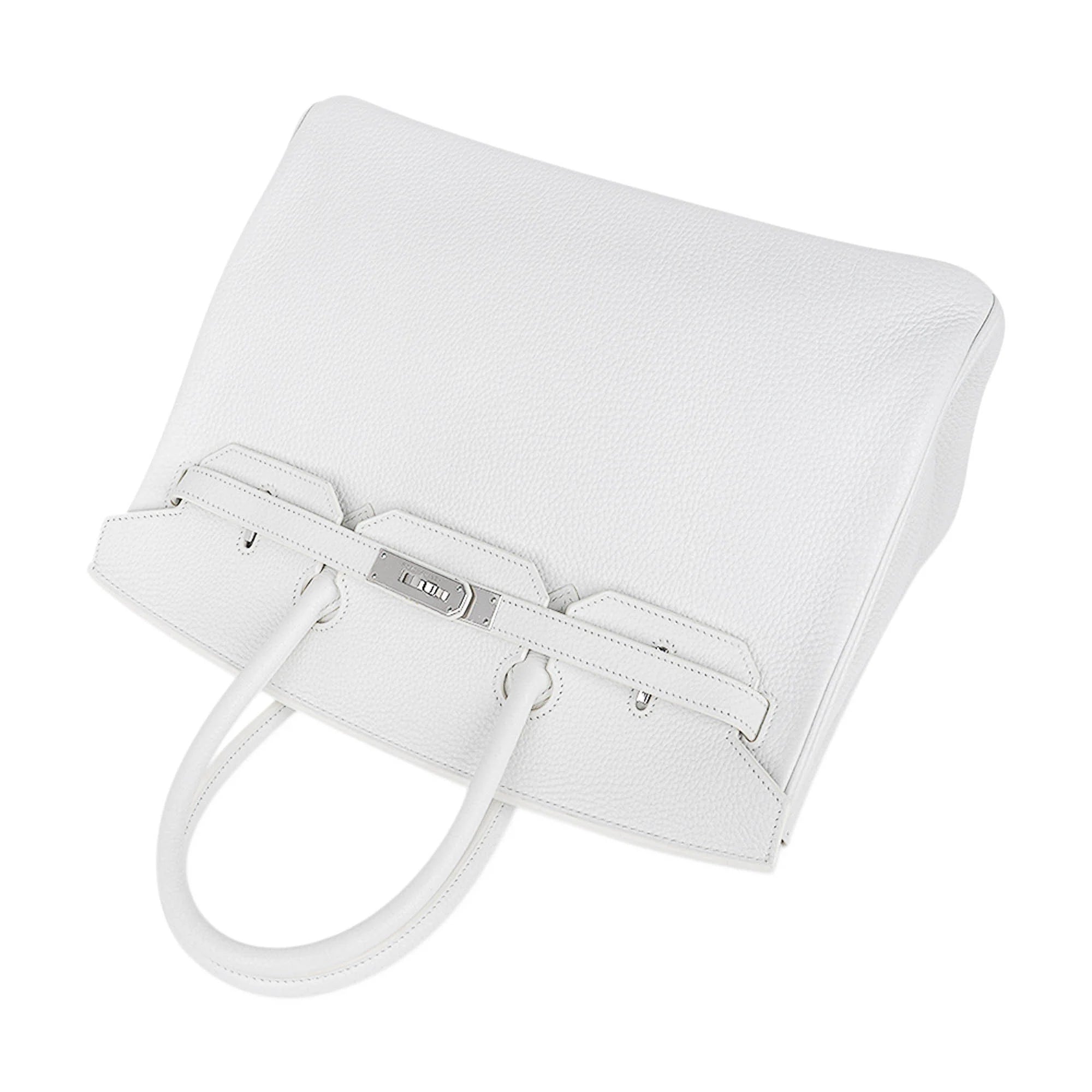 Birkin 35 Bag White Clemence Leather with Palladium Hardware