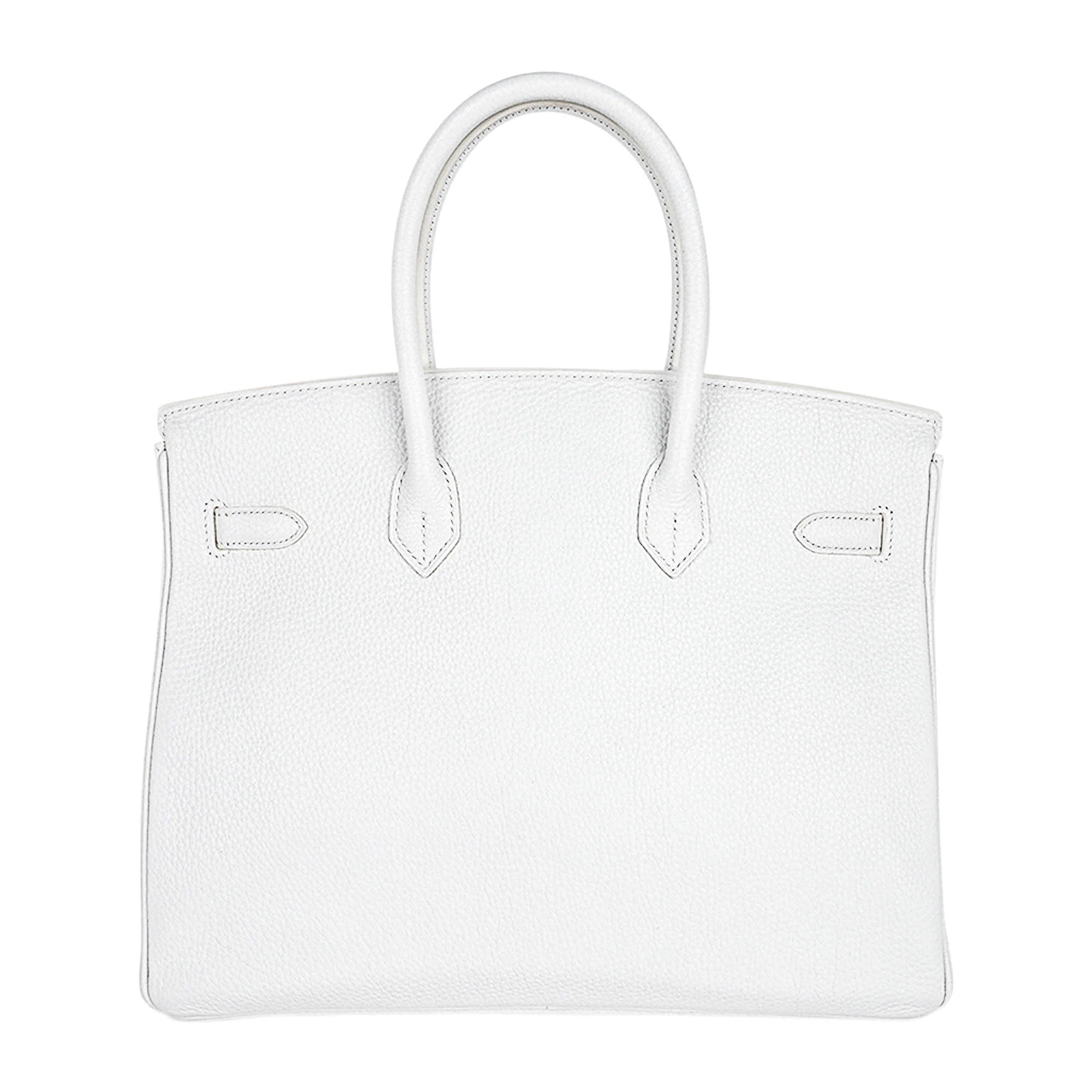 Birkin 35 Bag White Clemence Leather with Palladium Hardware