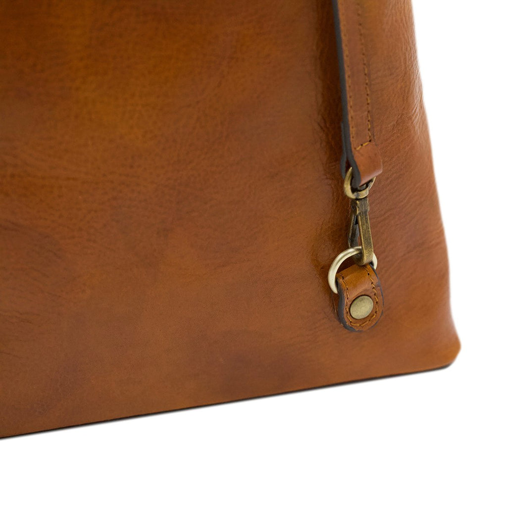 Warm Tan Convertible Tote Backpack With Adjustable Metal Ring Shoulder Straps