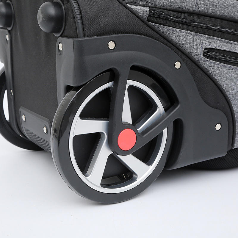Faux Leather Accent Rolling Backpack,Anti-theft Waterproof Laptop Roller Bag with External USB Connector