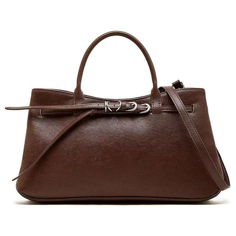 Rectangular Shoulder Bag With Dual Short Handheld Grips