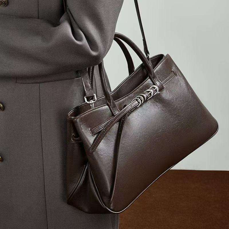 Rectangular Shoulder Bag With Dual Short Handheld Grips