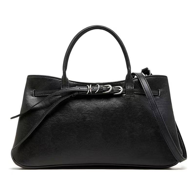 Rectangular Shoulder Bag With Dual Short Handheld Grips