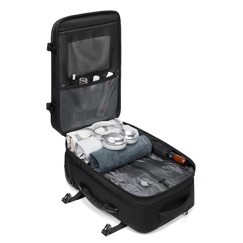 Leather Trim Rolling Backpack