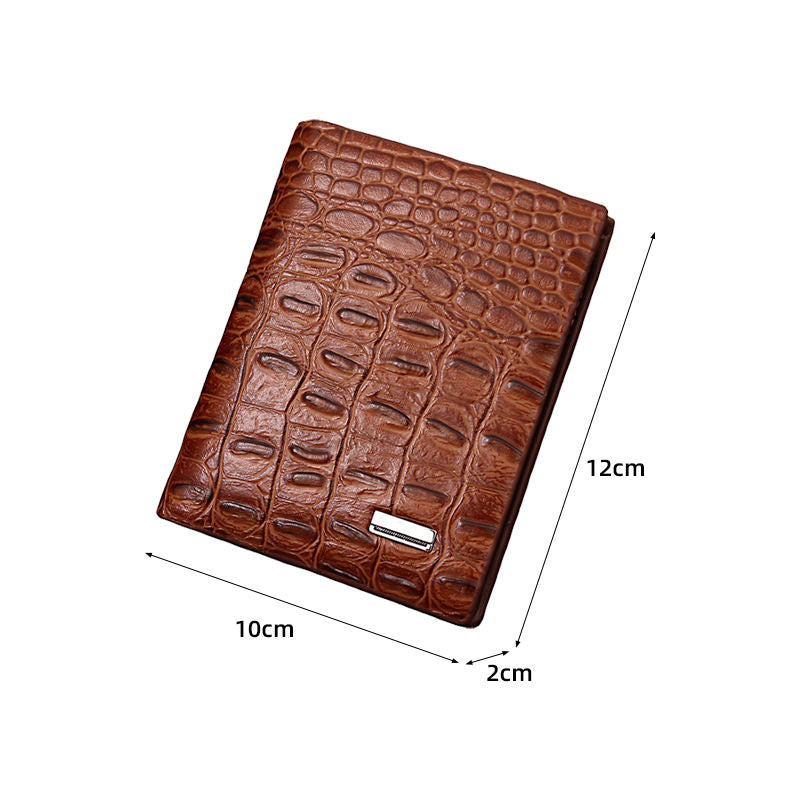 Vintage Brown Croc Embossed Short Wallet