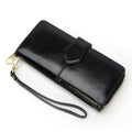 Glossy Black Long Zipper Wallet With Gold Metal Zipper