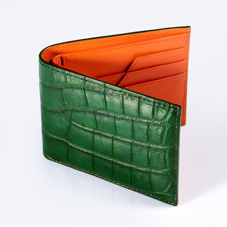 Lined Bifold Short Wallet With Multi Geometric Card Slots