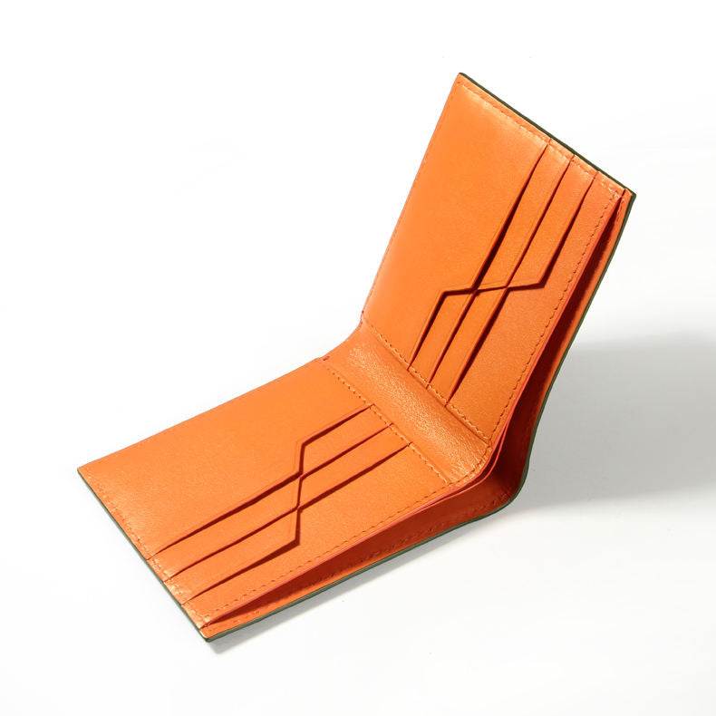 Lined Bifold Short Wallet With Multi Geometric Card Slots