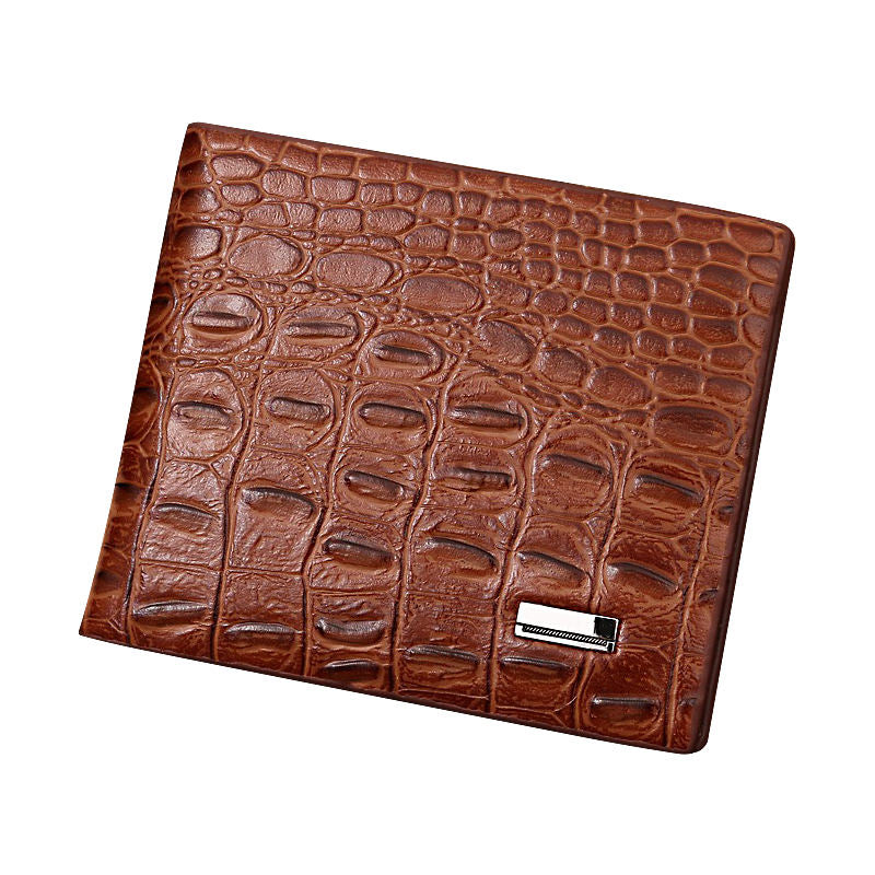 Vintage Brown Croc Embossed Short Wallet
