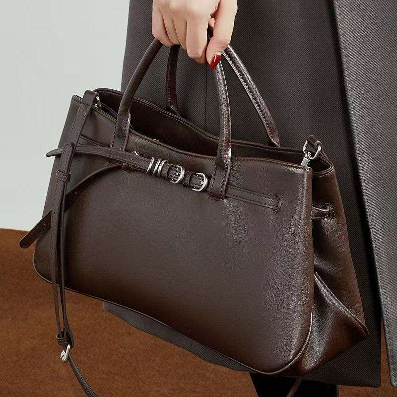 Rectangular Shoulder Bag With Dual Short Handheld Grips
