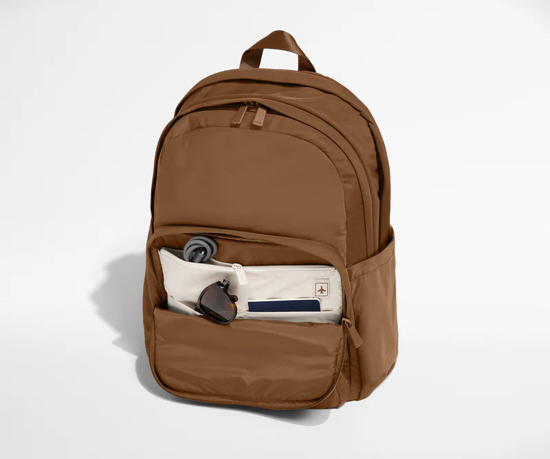Warm Coffee Solid Lightweight Backpack With Padded Adjustable Straps