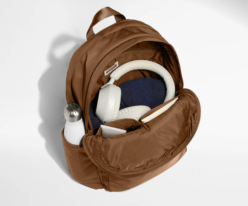 Warm Coffee Solid Lightweight Backpack With Padded Adjustable Straps