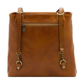 Warm Tan Convertible Tote Backpack With Adjustable Metal Ring Shoulder Straps