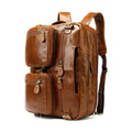 Vintage Tan Multi-Pocket Backpack With Metal Buckle Straps