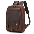 Distressed Dark Brown Vintage Backpack With Metal Buckle Flap