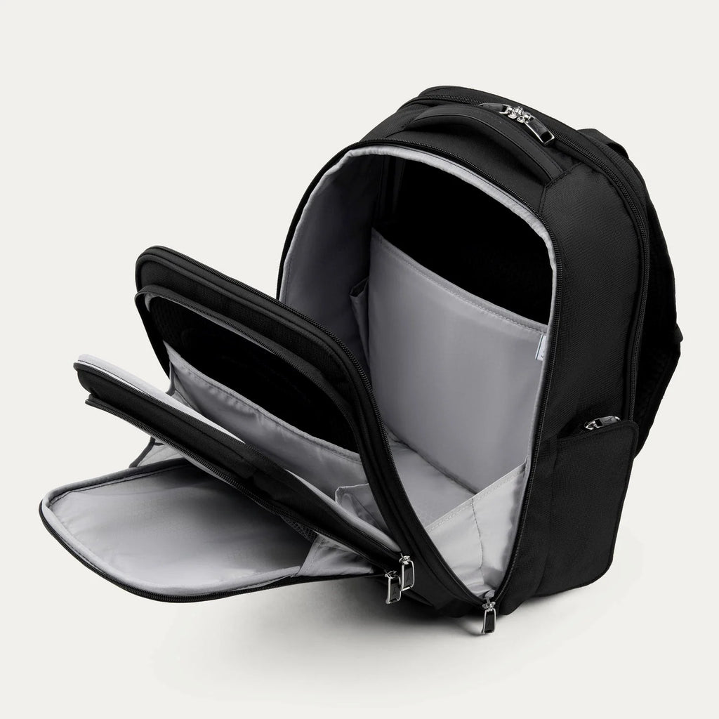 Solid Black Multi-Zip Laptop Backpack