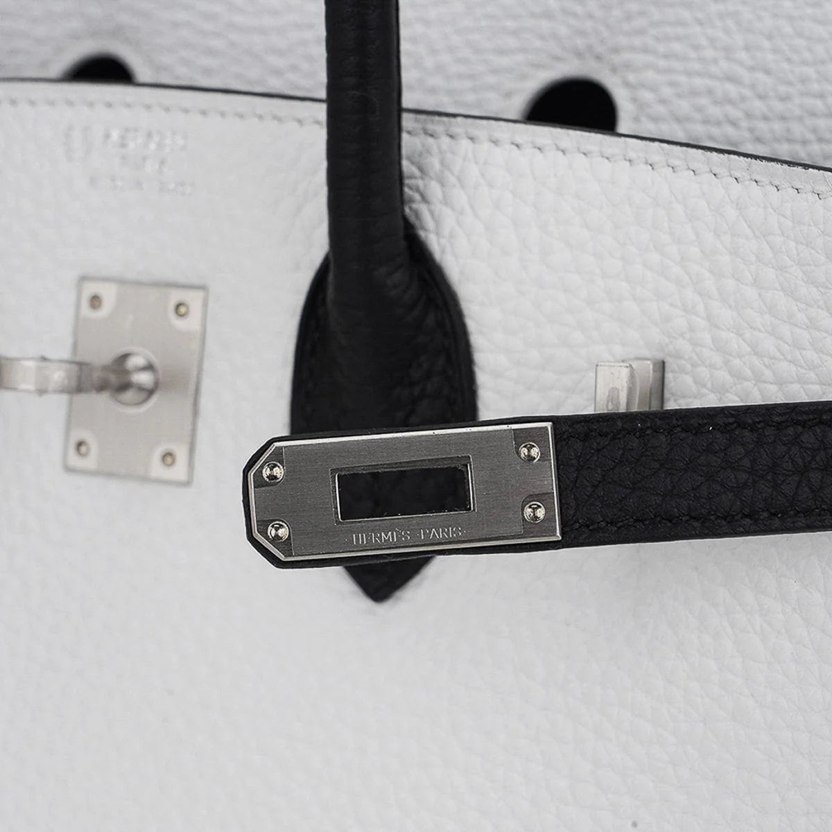 Birkin HSS 25 Bag White w/ Black Brushed Palladium Hardware