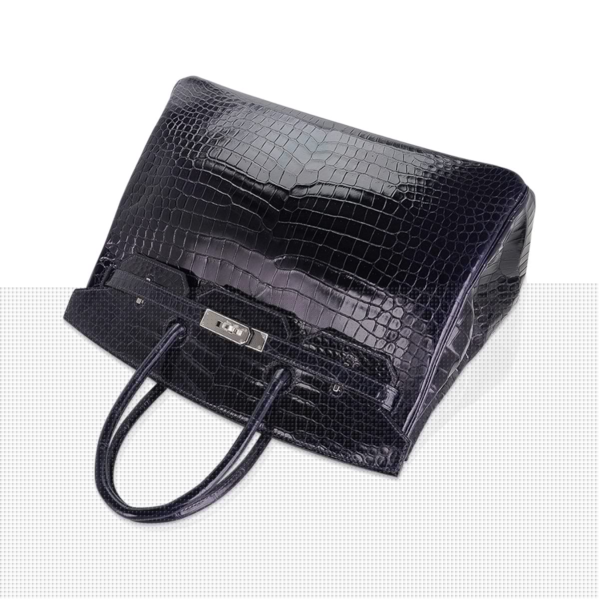 Birkin 35 Bag Blue Marine Porosus Crocodile with Palladium Hardware
