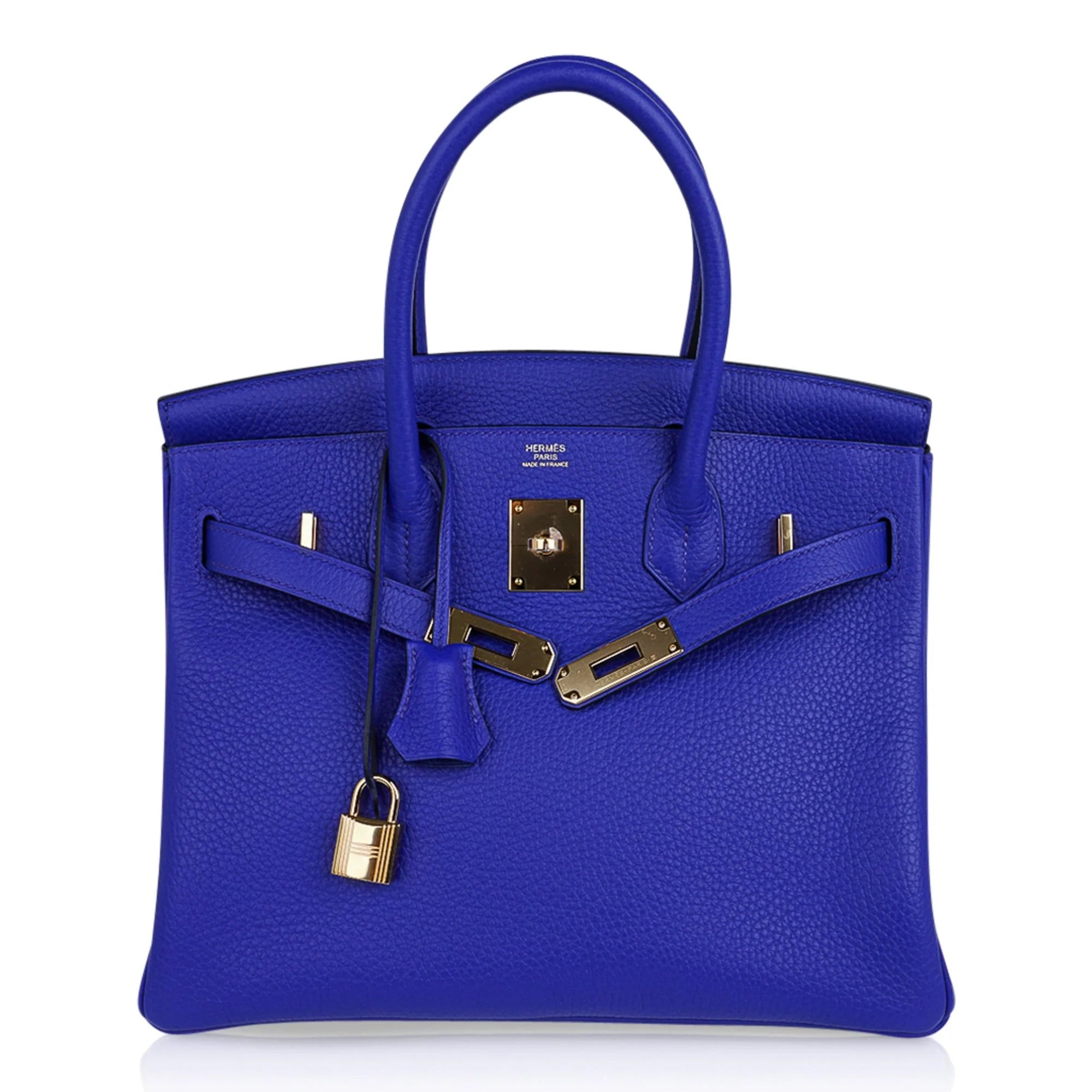 Birkin 30 Bag Blue Electric Clemence Gold Hardware