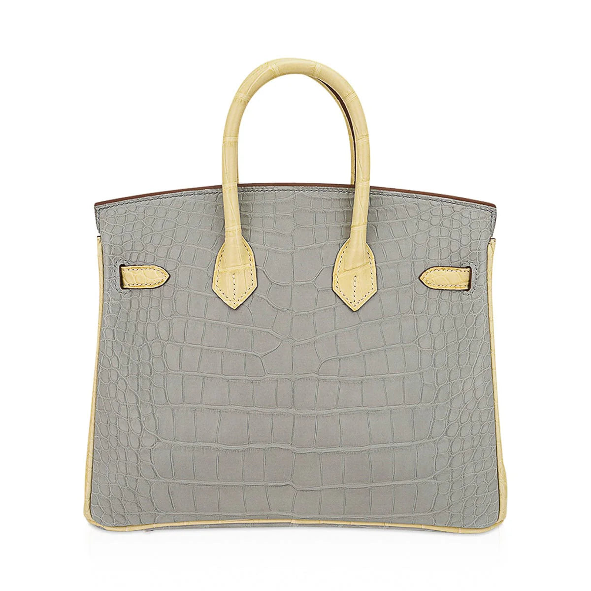 Special Order HSS Birkin 25 Bag Gris Perle & Vanille Matte Alligator with Rose Gold Hardware