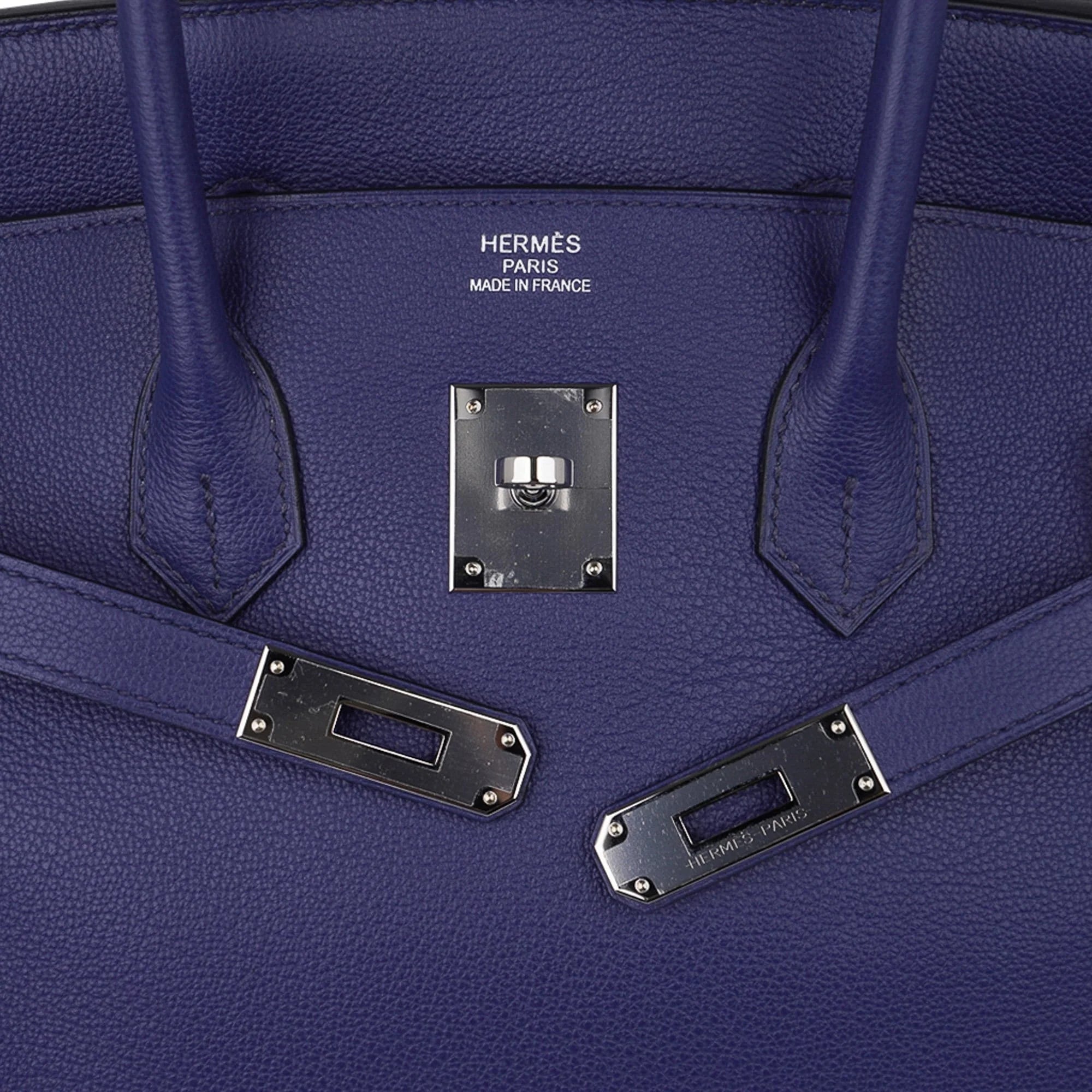 Limited Edition Birkin 35 Bag Blue Sapphire Taurillon Novillo Leather & Toile Sea Surf & Fun