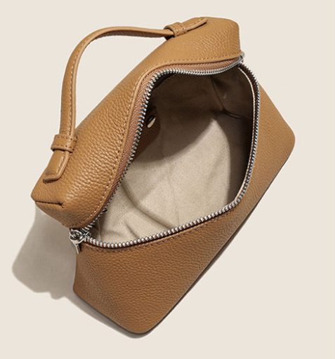 Caramel Brown Mini Zipper Cosmetic Bag