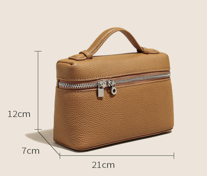 Caramel Brown Mini Zipper Cosmetic Bag