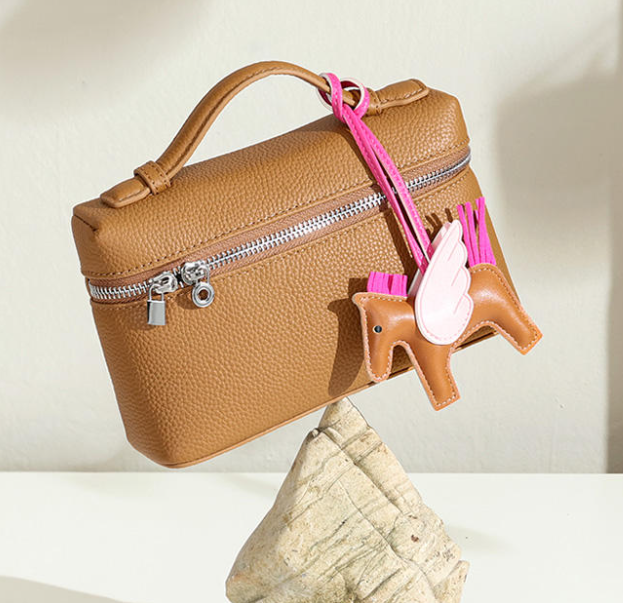 Caramel Brown Mini Zipper Cosmetic Bag